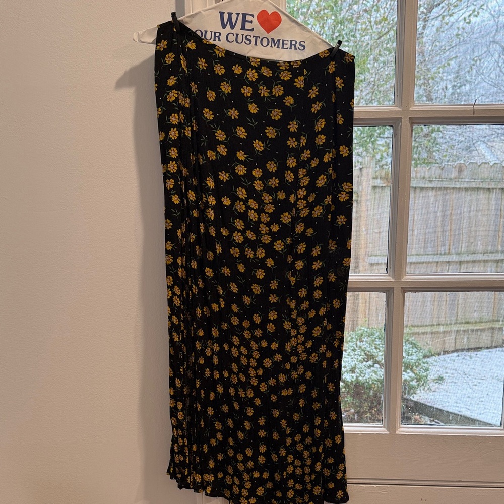 Lost + Wander Black and Yellow Floral Maxi Skirt